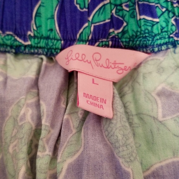 Lilly Pulitzer Strapless Romper w/ Pockets Blue w/ Green Elephants Size L - Picture 5 of 9
